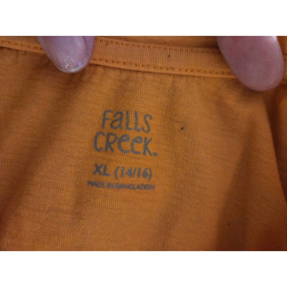 Falls Creek Boys XL 14/16 Orange Monster Truck Graphic Crew Neck T-Shirt - Picture 2 of 2